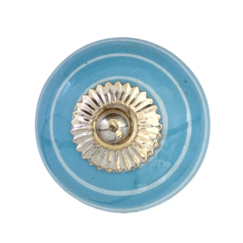 Ceramic Knob - Light Blue Circles