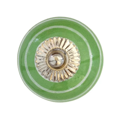 Ceramic Knob - Light Green Circles
