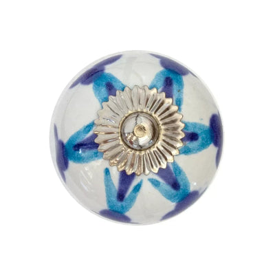 Ceramic Knob - Multi Blue Flower - Ceramic