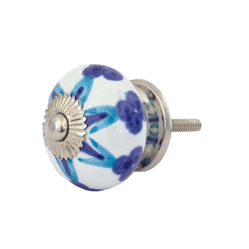 Ceramic Knob - Multi Blue Flower - Ceramic