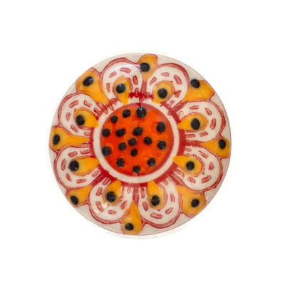 Ceramic Knob - Orange Dots Flat - Ceramic