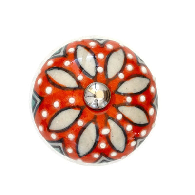 Ceramic Knob - Orange Dotted - Ceramic