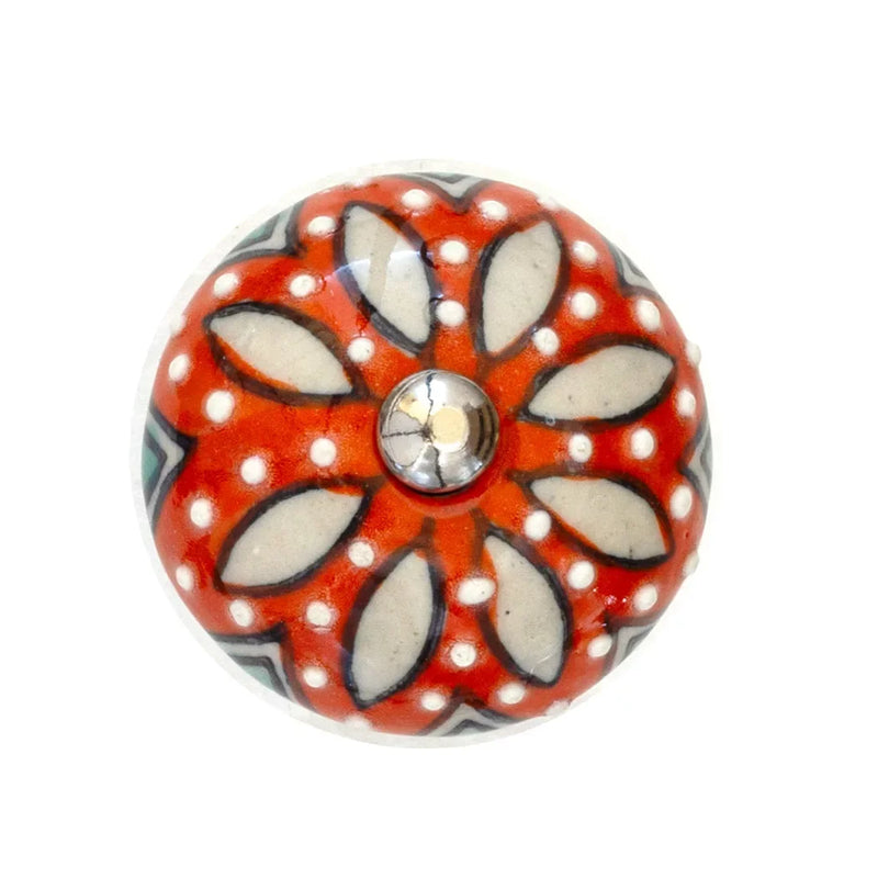 Ceramic Knob - Orange Dotted - Ceramic