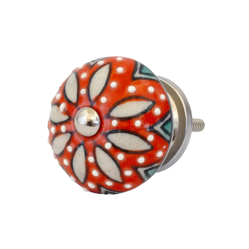 Ceramic Knob - Orange Dotted - Ceramic