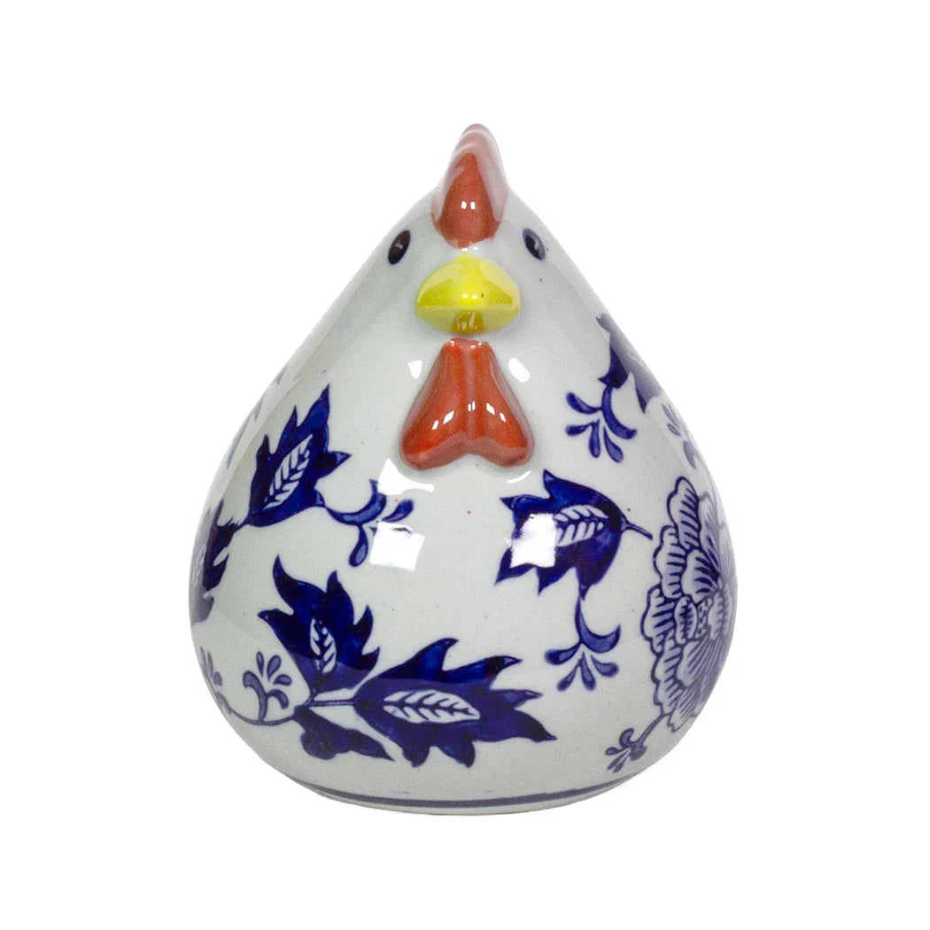 Ceramic Ornament - Blue &amp; White Chicken 14cm - Ceramic