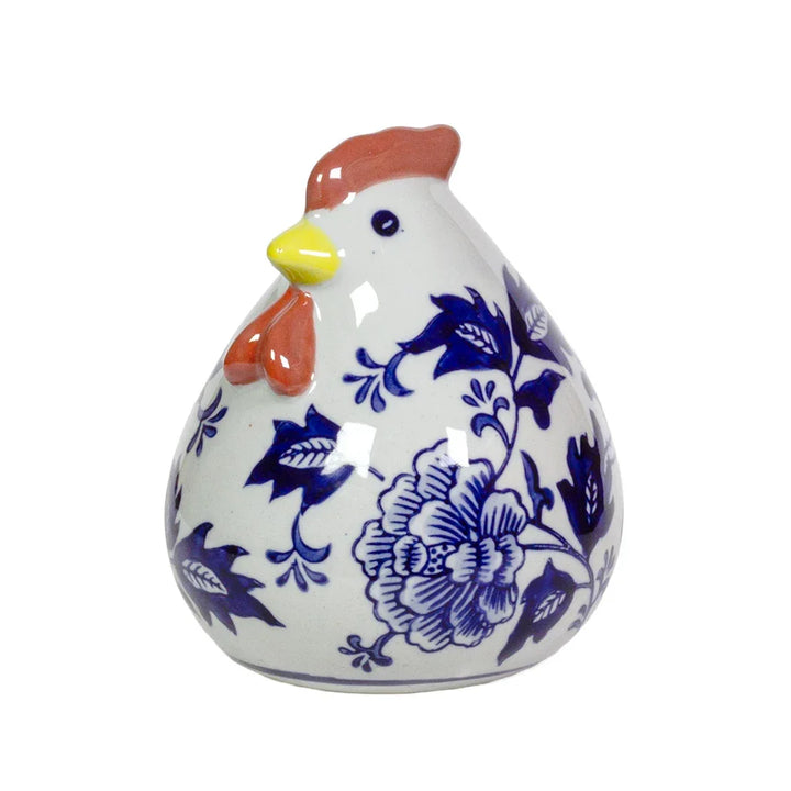 Ceramic Ornament - Blue &amp; White Chicken 14cm - Ceramic