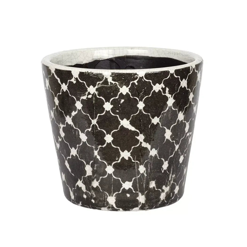 Ceramic Planter - Black Patterned - Ceramic