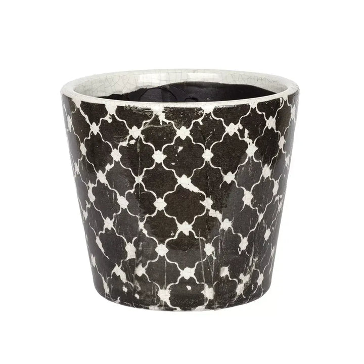 Ceramic Planter - Black Patterned - Ceramic