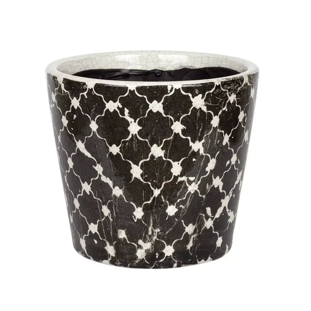 Ceramic Planter - Black Patterned - Ceramic