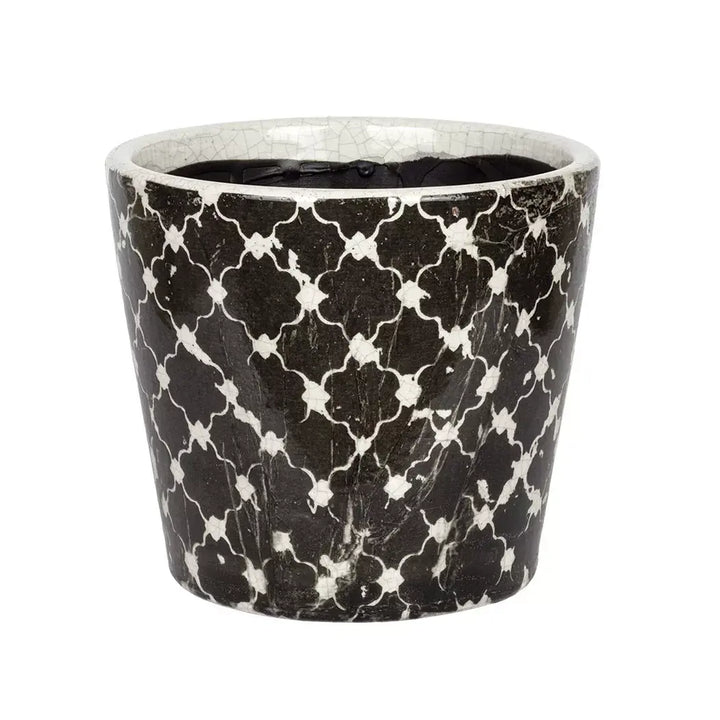 Ceramic Planter - Black Patterned - Ceramic