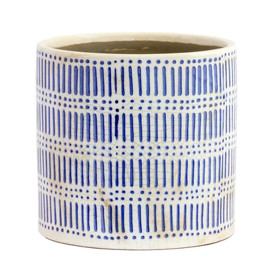 Ceramic Planter - Blue Dots & Dashes 17cm - Ceramic