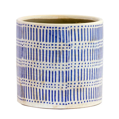 Ceramic Planter - Blue Dots & Dashes 17cm - Ceramic