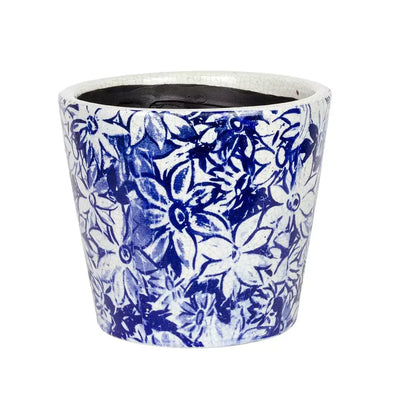 Ceramic Planter - Blue Pastel Flowers - Ceramic