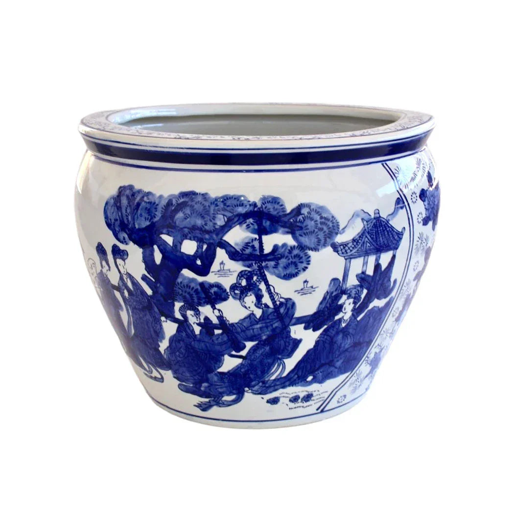 Ceramic Planter - Blue &amp; White Oriental XL - Ceramic