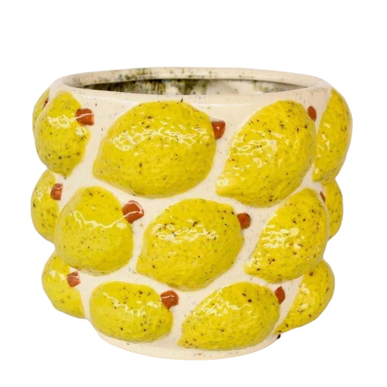 Ceramic Planter - Embossed Lemons 20cm - Ceramic