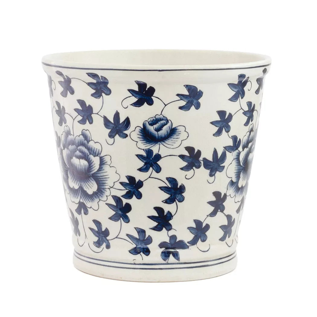 Ceramic Planter - Flower & Vines Blue & White Large