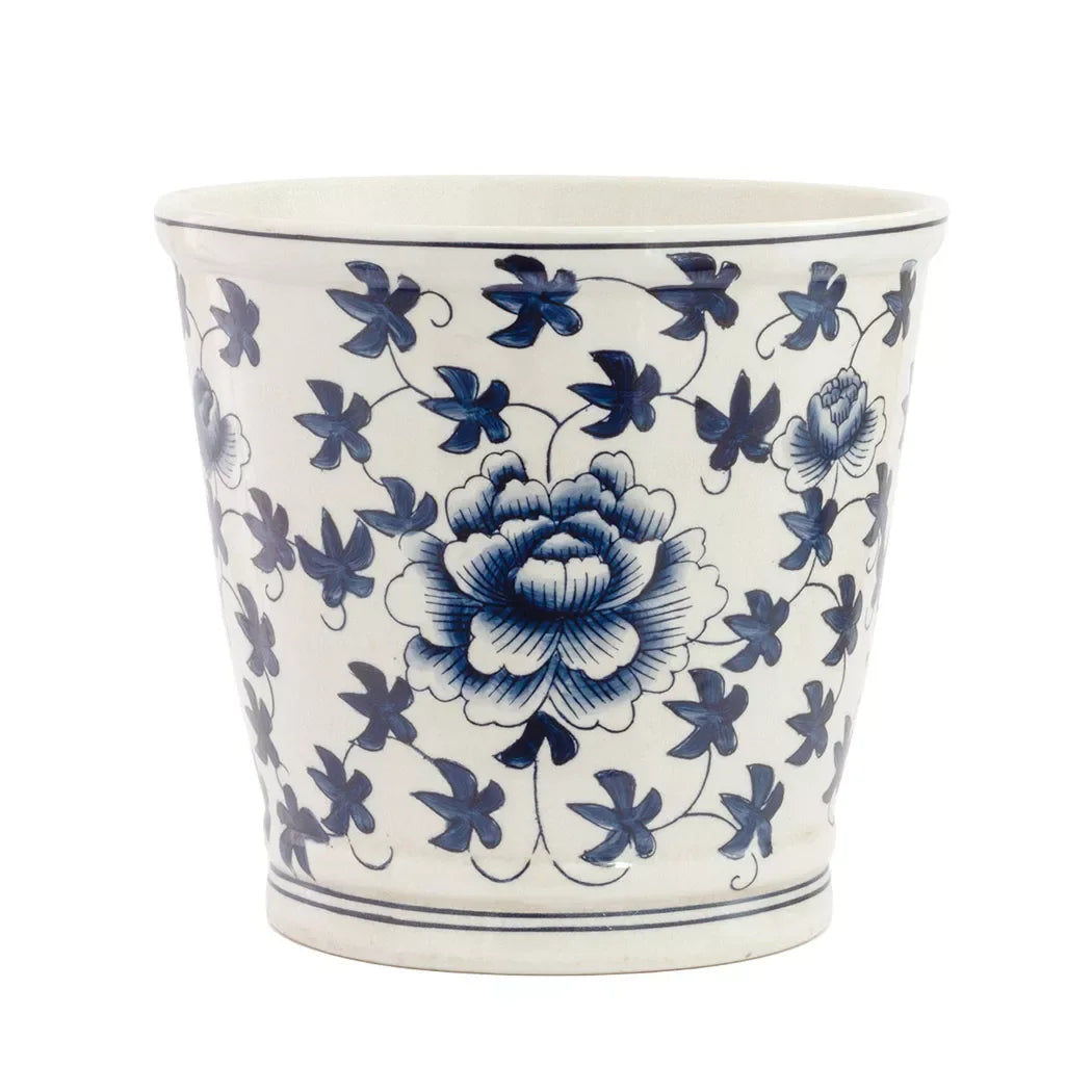 Ceramic Planter - Flower &amp; Vines Blue &amp; White Large