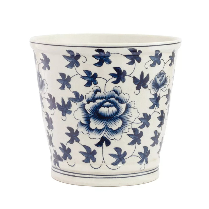 Ceramic Planter - Flower &amp; Vines Blue &amp; White Large