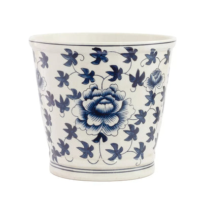 Ceramic Planter - Flower & Vines Blue & White Large