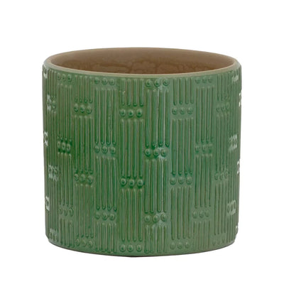 Ceramic Planter - Green Aztec - Ceramic