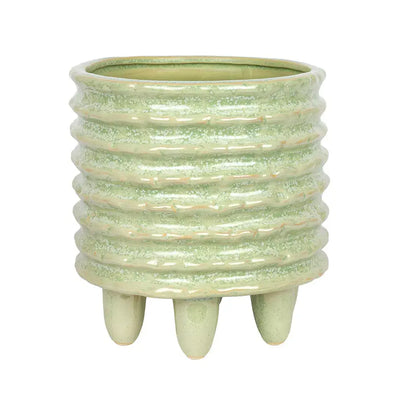 Ceramic Planter - Green Layered on Feet - Ceramic