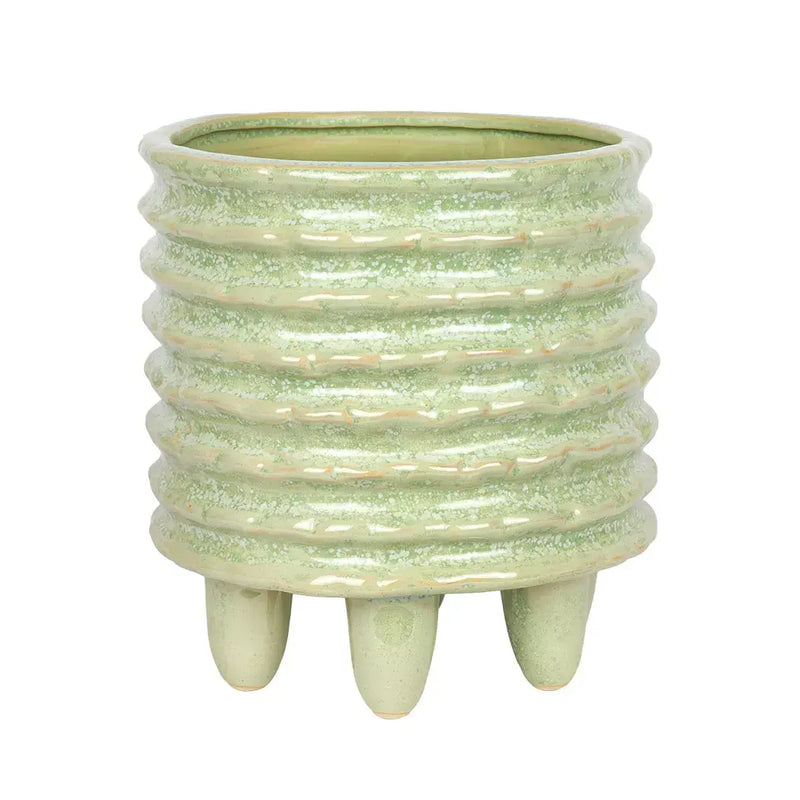 Ceramic Planter - Green Layered on Feet - Ceramic