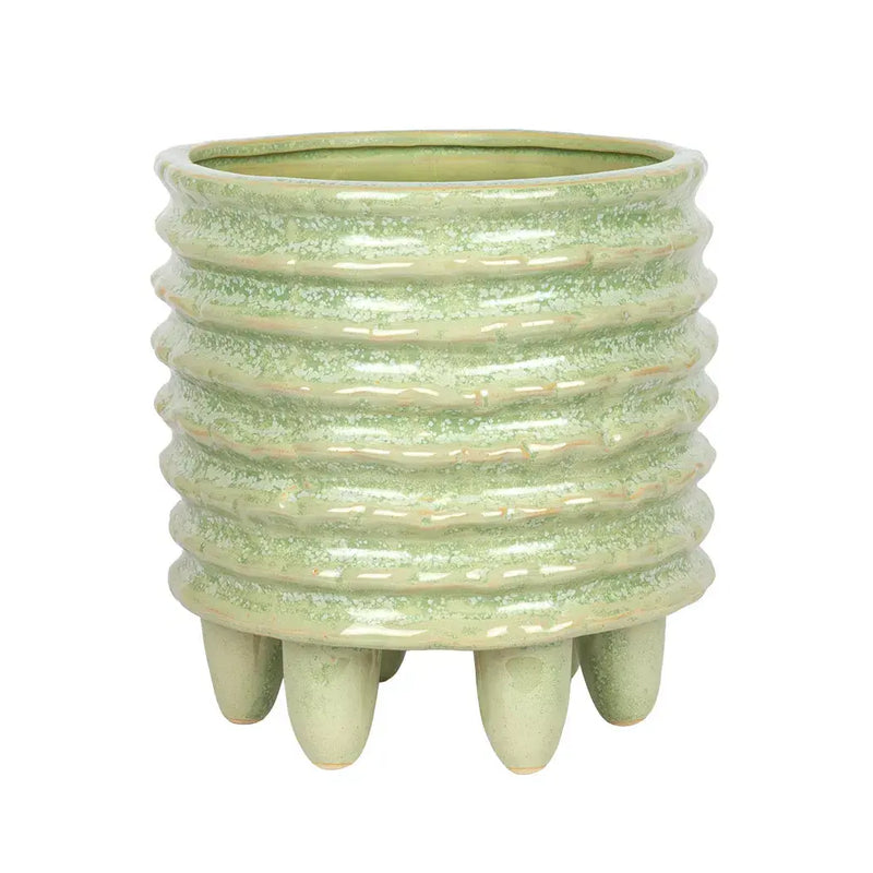 Ceramic Planter - Green Layered on Feet - Ceramic