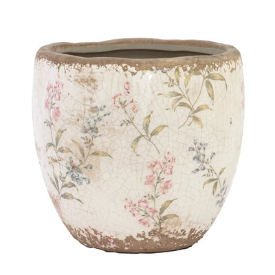 Ceramic Planter - Light Pink Floral 14cm - Ceramic