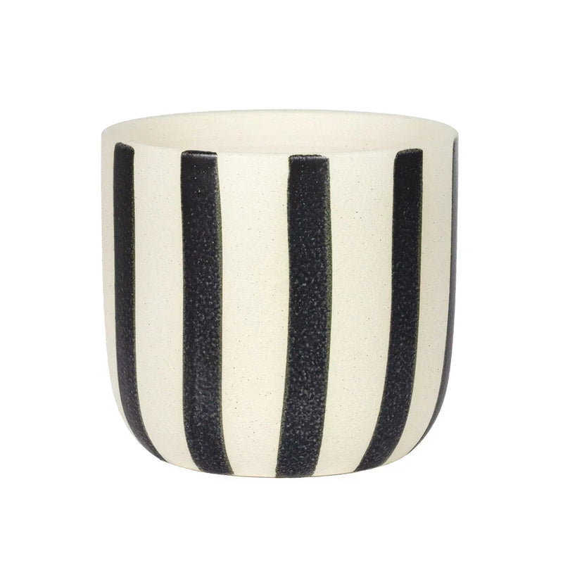 Ceramic Planter - Natural Black Stripes - Ceramic