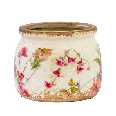 Ceramic Planter - Pink Floral 10cm - Ceramic