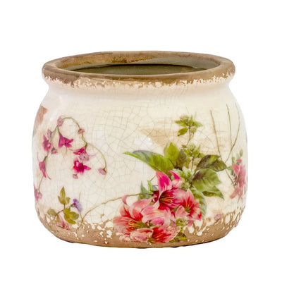 Ceramic Planter - Pink Floral 10cm - Ceramic