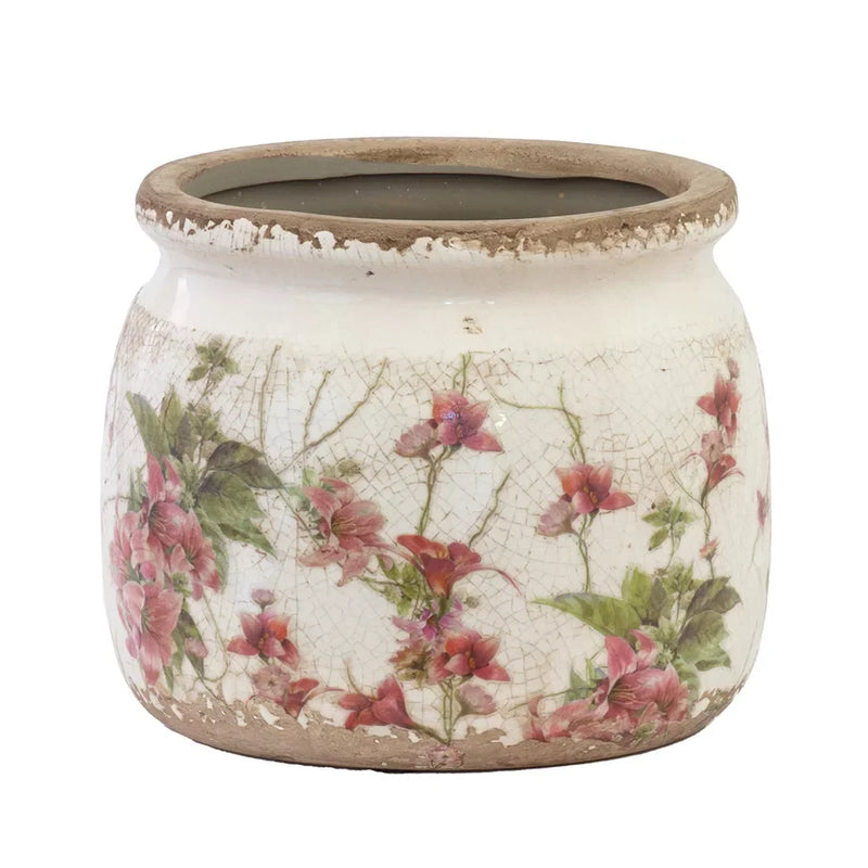 Ceramic Planter - Pink Floral 13.5cm - Ceramic