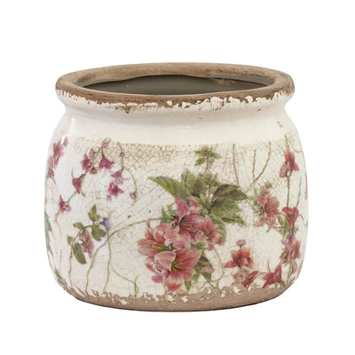 Ceramic Planter - Pink Floral 13.5cm - Ceramic