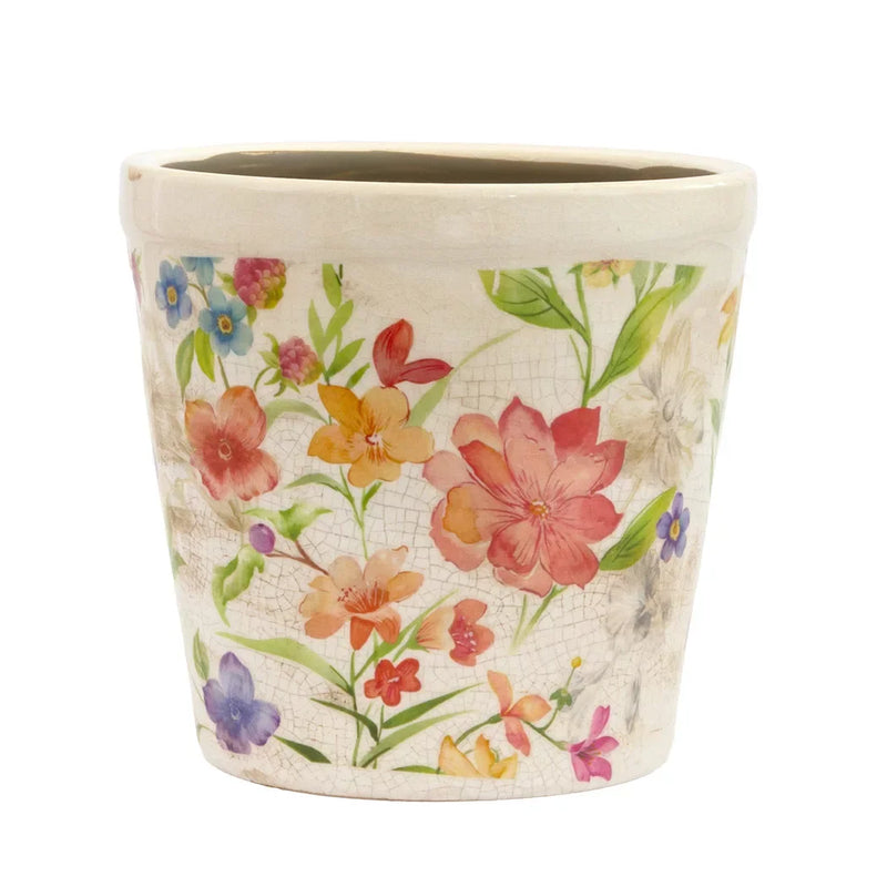 Ceramic Planter - Tropical Floral 14.5cm - Ceramic