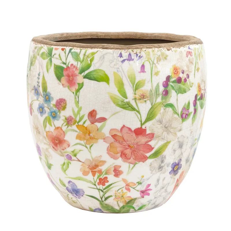 Ceramic Planter - Tropical Floral 19cm - Ceramic