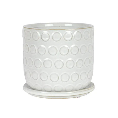 Ceramic Planter - White Buttons with Base - Ceramic