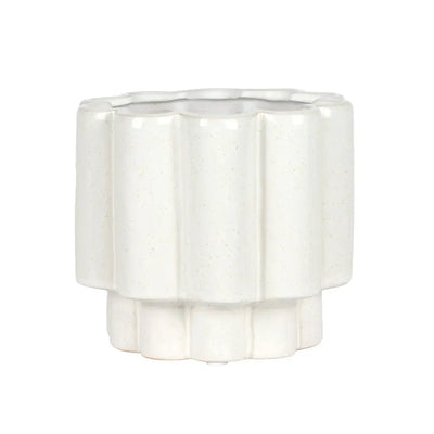 Ceramic Planter - White Scalloped 16cm - Ceramic