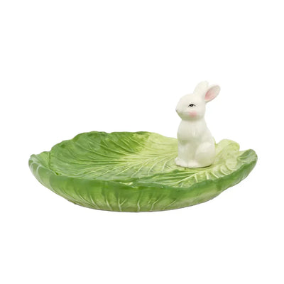 Ceramic Plate - Cabbage & Bunny - Ceramic