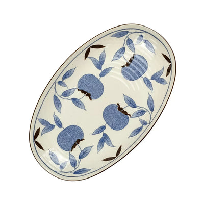 Ceramic Plate - Oval Blue Fruit - Ceramic