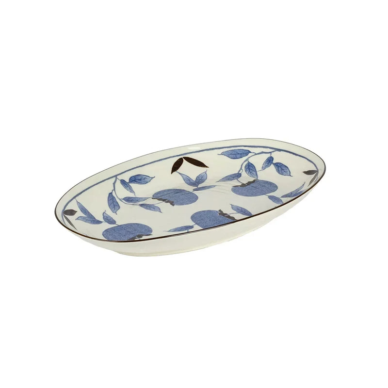 Ceramic Plate - Oval Blue Fruit - Ceramic