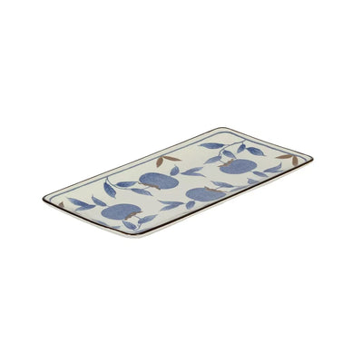 Ceramic Plate - Rectangular Blue Fruit - Ceramic
