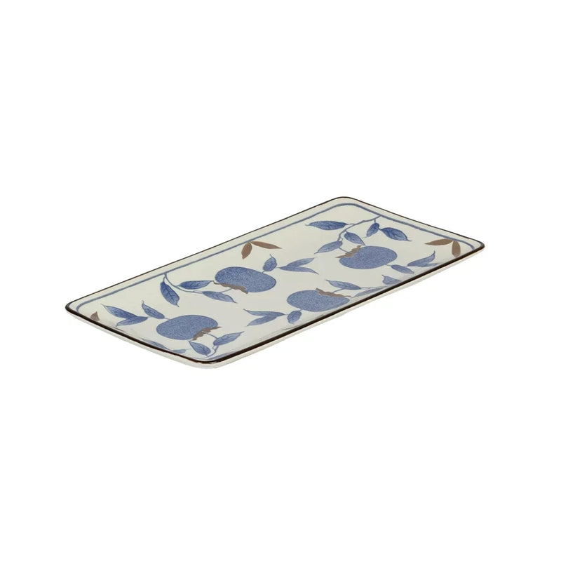 Ceramic Plate - Rectangular Blue Fruit - Ceramic