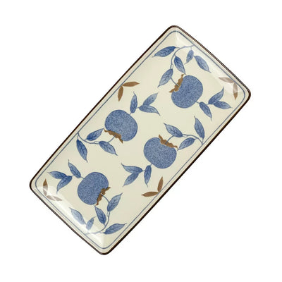 Ceramic Plate - Rectangular Blue Fruit - Ceramic