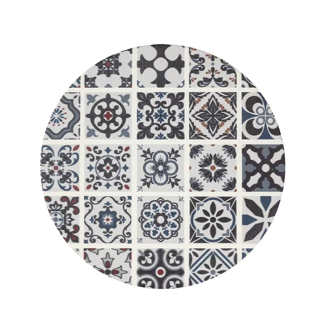 Ceramic Pot Stand - Blue &amp; Red Tiles - Ceramic