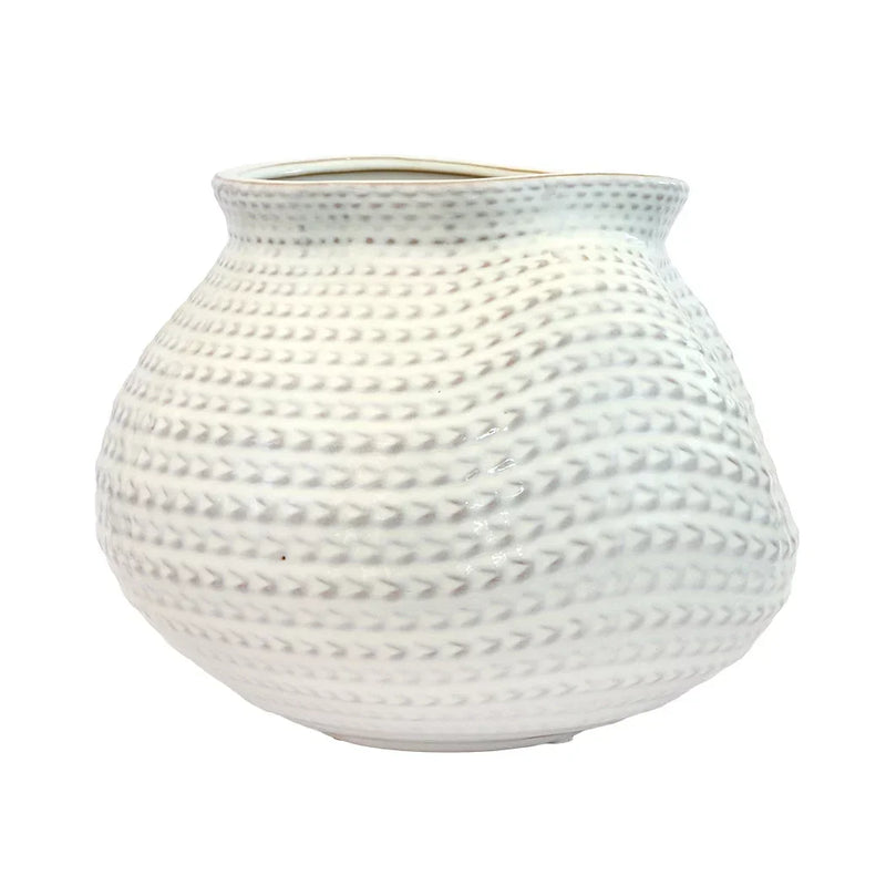 Ceramic Pot - Woven Basket 20cm - Ceramic