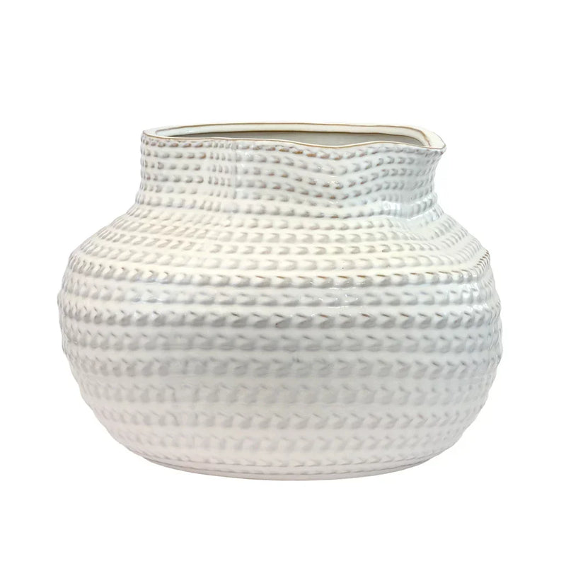 Ceramic Pot - Woven Basket 22cm - Ceramic
