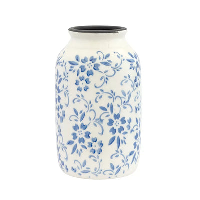 Ceramic Vase - Blue Floral 22.5cm - Ceramic