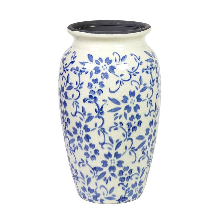 Ceramic Vase - Blue Floral 24cm - Ceramic