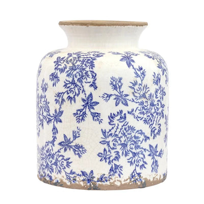 Ceramic Vase - Blue Flowers 23.5cm - Ceramic