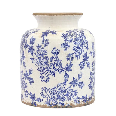 Ceramic Vase - Blue Flowers 23.5cm - Ceramic